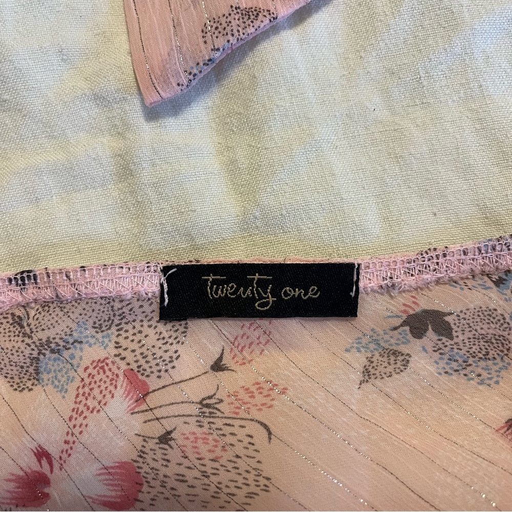 Y2K Forever 21 Floral Halter Tie Pink Top Women’s Medium - Picture 3 of 9